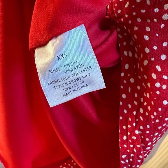 Silk blend Red Polka Dot Wrap Dress - Picture 16 of 16